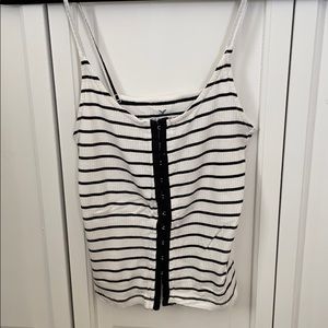 American Eagle Black&White Clasp Front Tank